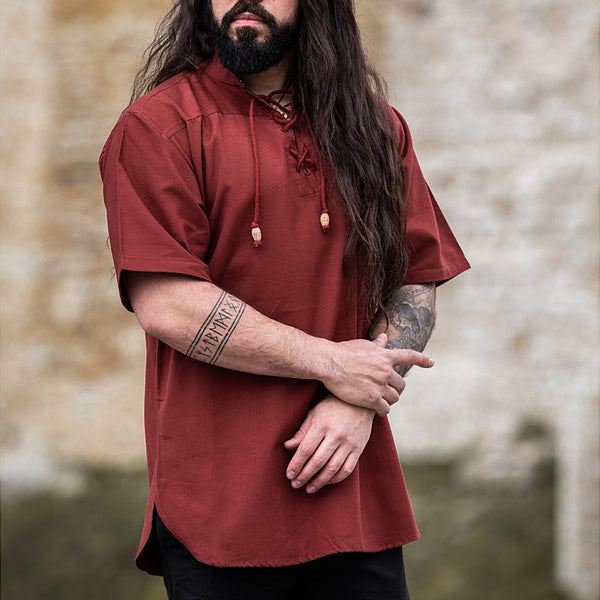 Red Short Sleeved Medieval Shirt - Soft Cotton