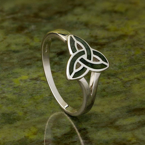 Triquetra and Irish Marble Ring - Sterling Silver