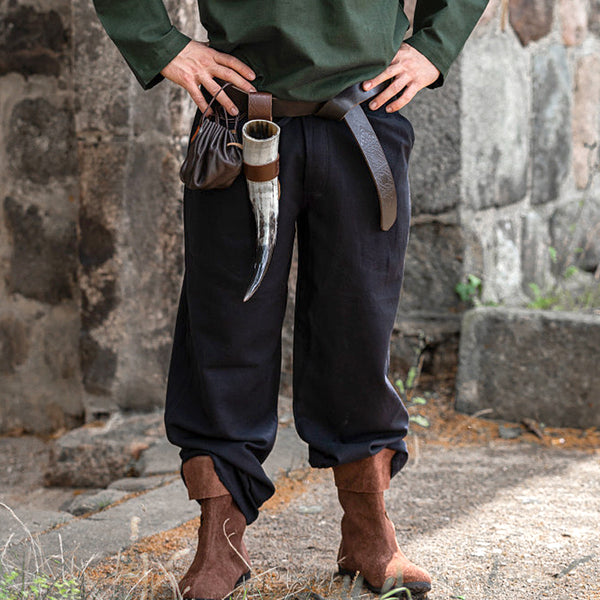 Black Wide Cut Medieval Pants - Cotton