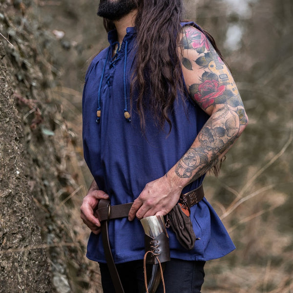 Blue Sleeveless Medieval Shirt - Cotton