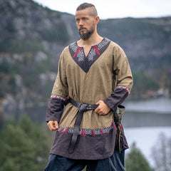 Sand and Gray Tunic with Hand Embroidered Highlights – Sons of Vikings