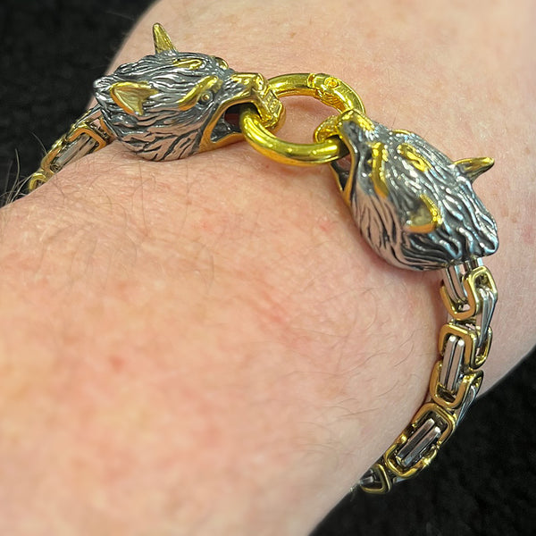 Odin's Wolves Bracelet - Silver & Gold