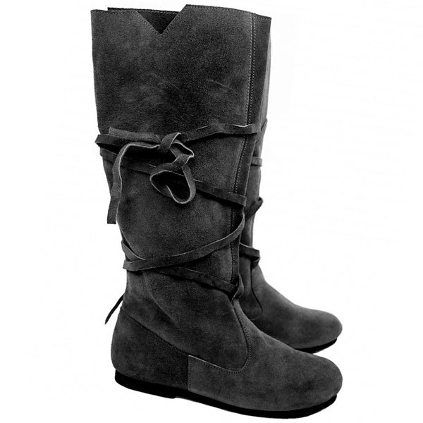 Black Suede High Medieval Boots