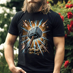 Maglietta Oi! Viking Hammer Heavy Cotton Uomo - Personalizzata Nera
