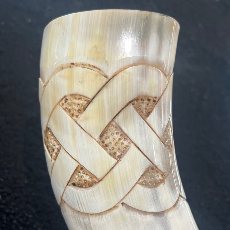 Hand Carved Viking Ship Drinking Horn
