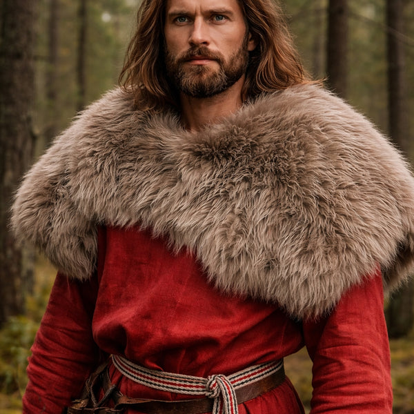 Long-Hair Sheepskin Mantle - Light Brown