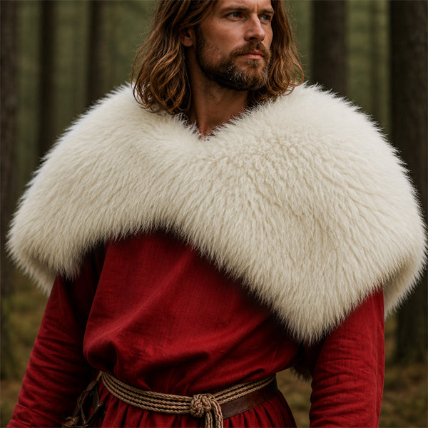 Long-Hair Sheepskin Mantle - White
