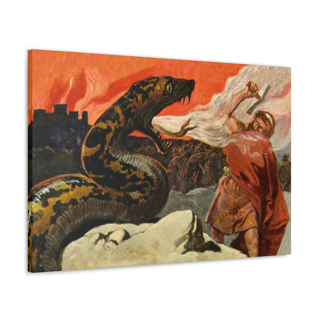 Thor and the Midgard Serpent - Canvas Print