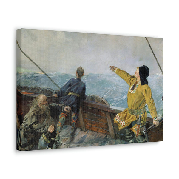Leif Erikson discovering America - Canvas Print