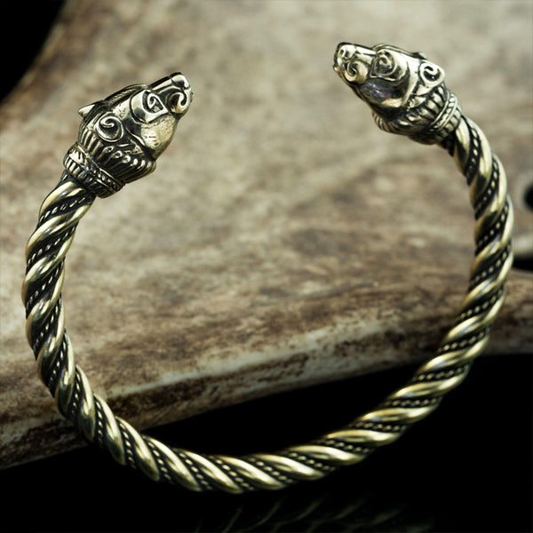 Berserker Bear Bracelet | Bear Head Brass Arm Ring | Viking Bracelets ...