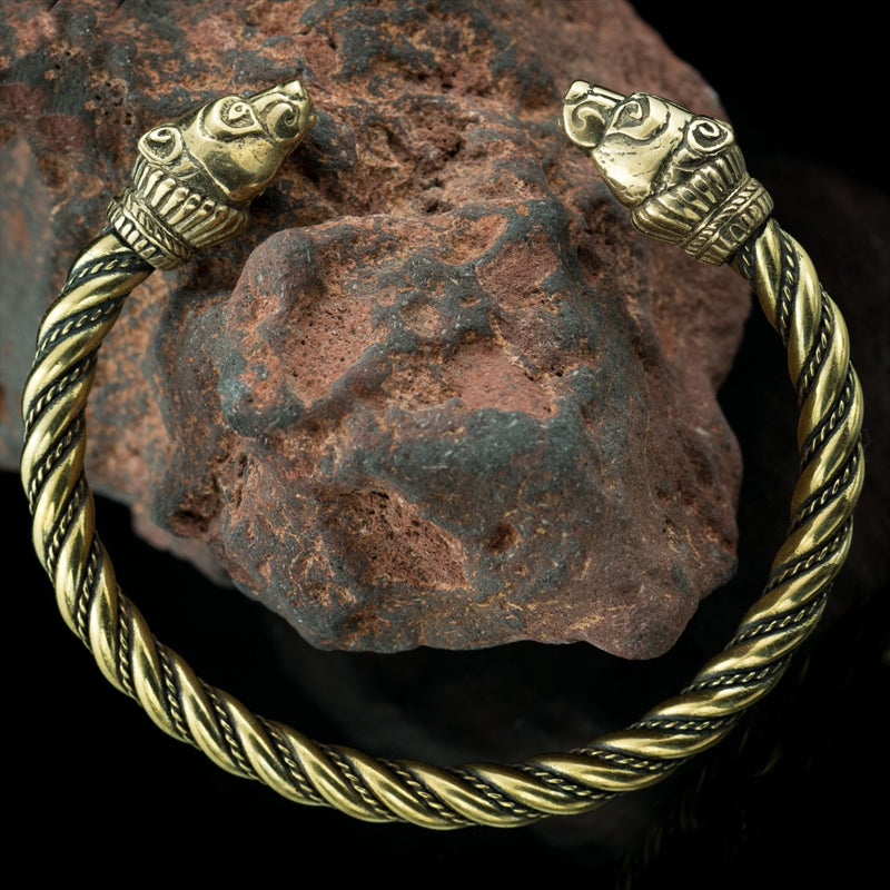 Berserker Bear Bracelet | Bear Head Brass Arm Ring | Viking Bracelets ...