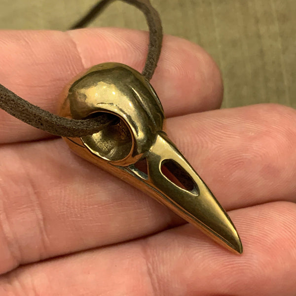 Raven Skull Necklace - Bronze