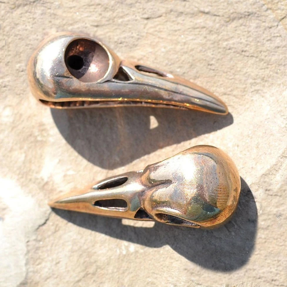 Raven Skull Necklace - Bronze