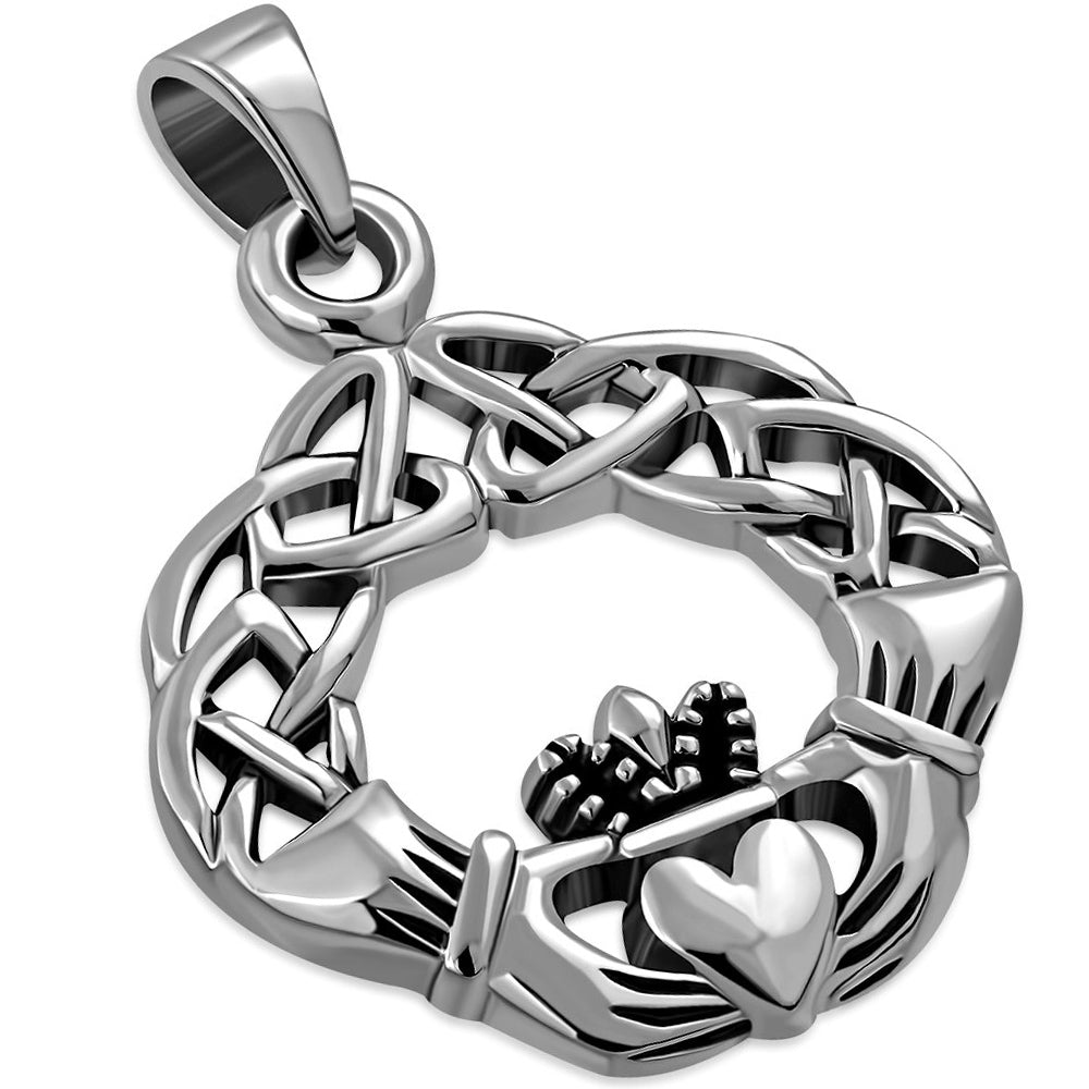 Celtic Claddagh Pendant - Sterling Silver