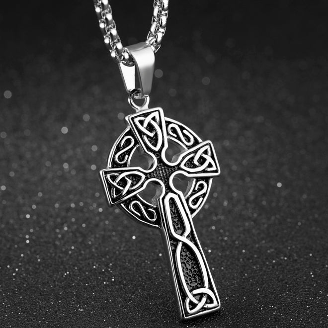 Large Celtic Cross Necklace - Stainless Steel