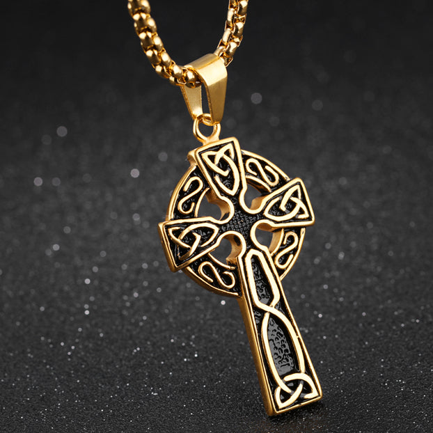 Large Celtic Cross Necklace - Stainless Steel