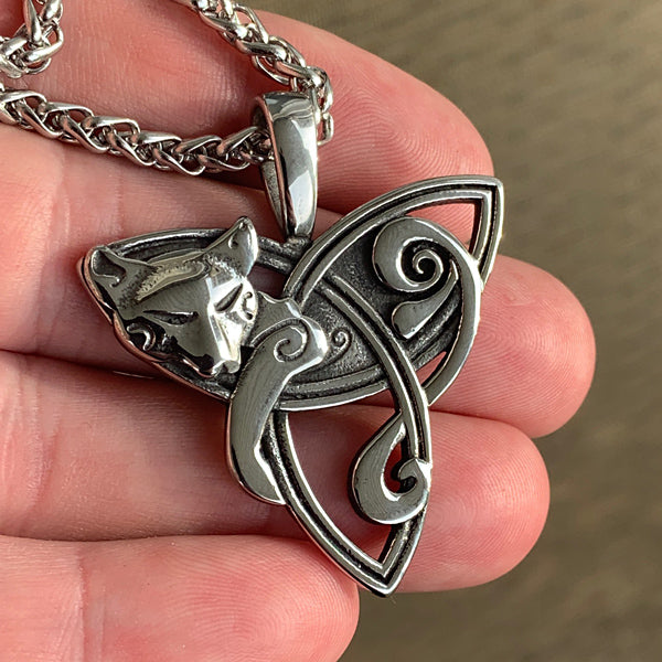 Celtic Fox Triquetra - Stainless Steel