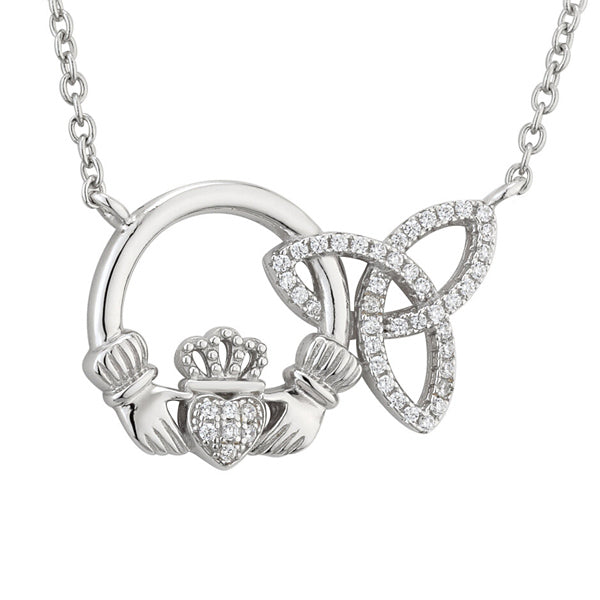 Claddagh & Triquetra Necklace - Sterling Silver