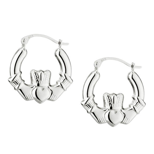 Claddagh Creole Earrings - Sterling Silver