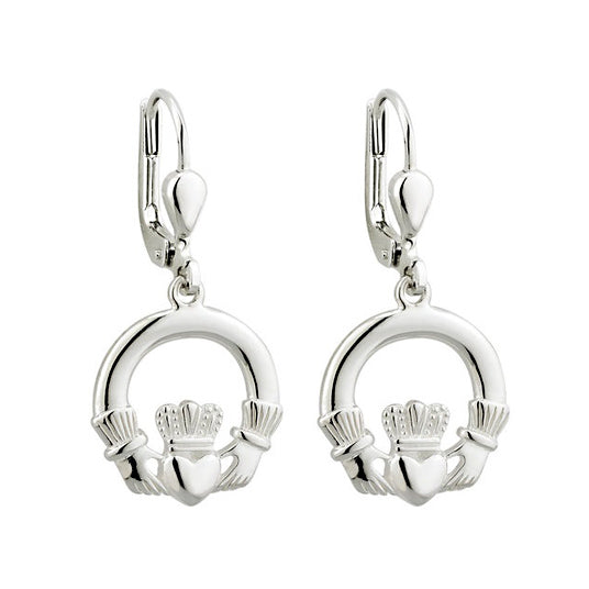 Claddagh Drop Earrings - Sterling Silver