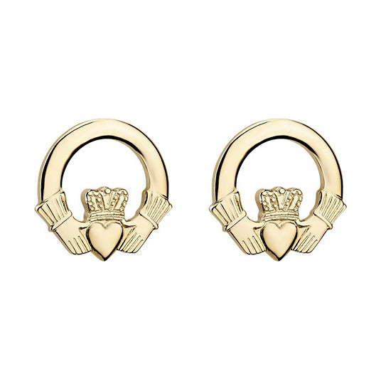 Claddagh Post Earrings - 10k Gold