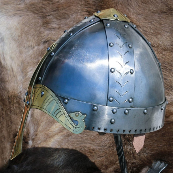 Steel and Brass Norman Helmet | Viking Nasal Helmet | 1.5mm or 2mm ...