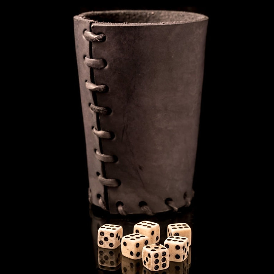 Viking Dice and Cup Set Taflkast Bone Dice Game / Rules Norse