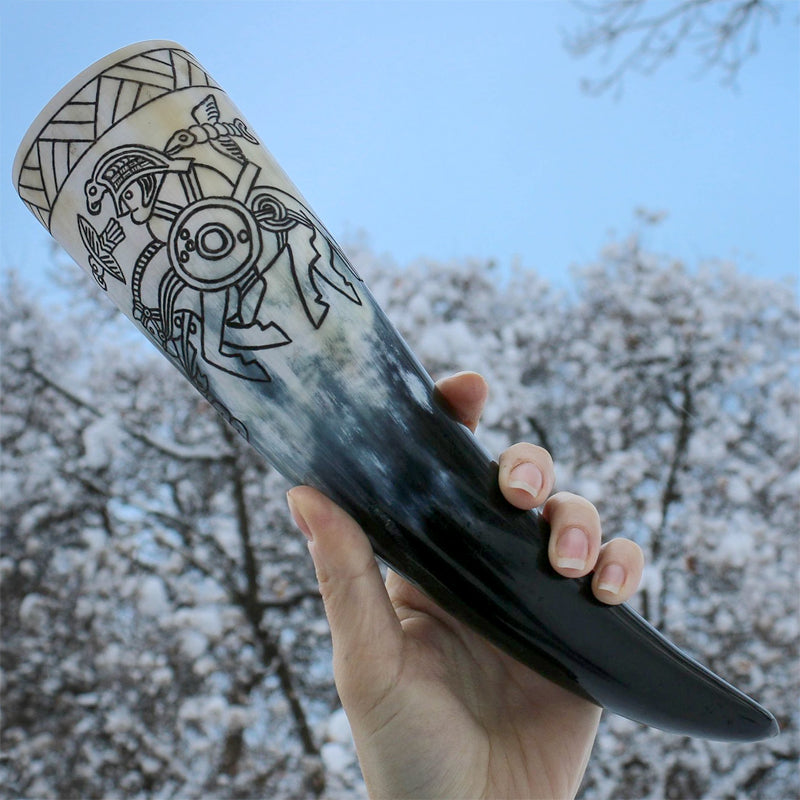 Odin and Ravens Drinking Horn