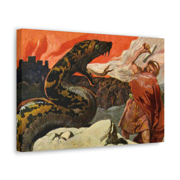 Thor and the Midgard Serpent - Canvas Print