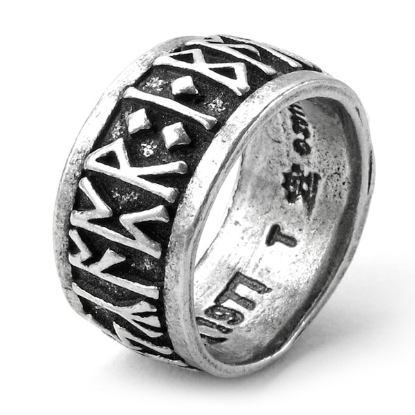 Men's Wide Rune Ring - English Pewter