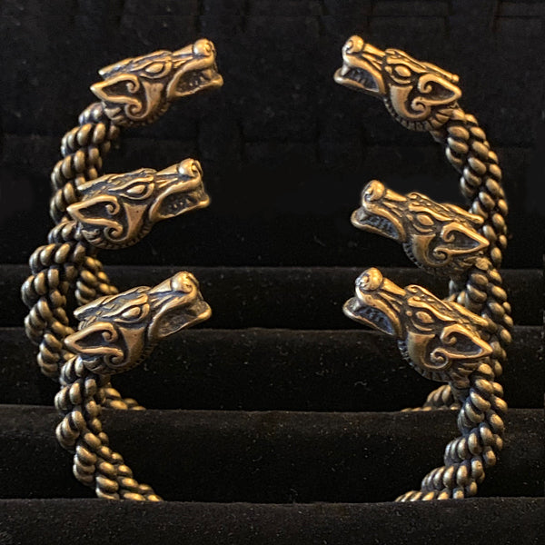 Freki and Geri Wolf Bracelet - Bronze