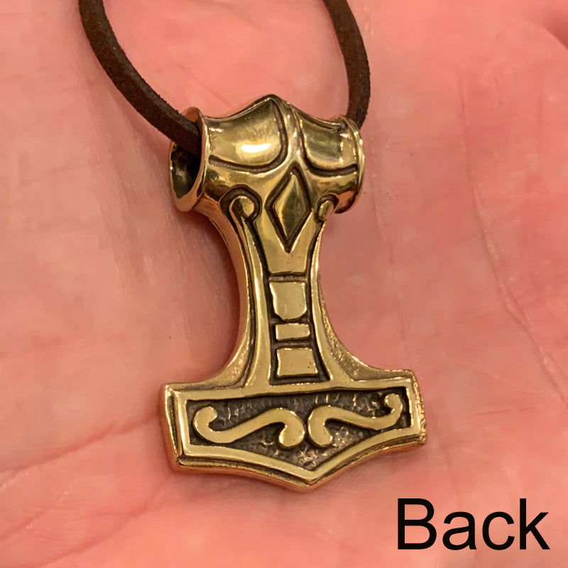 Small God of Thunder Mjolnir  Heavy Brass Thor's Hammer Necklace