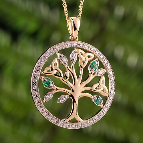 14k Gold, Diamonds & Emeralds Tree of Life
