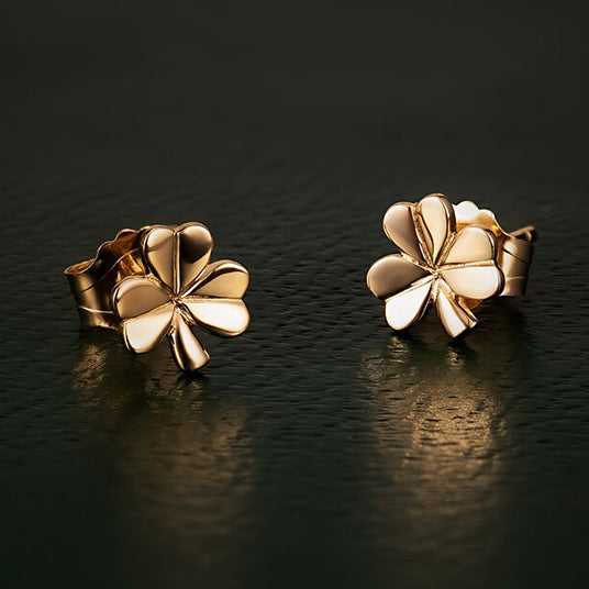 Irish Shamrock Stud Earrings - Gold (10k or 14k)
