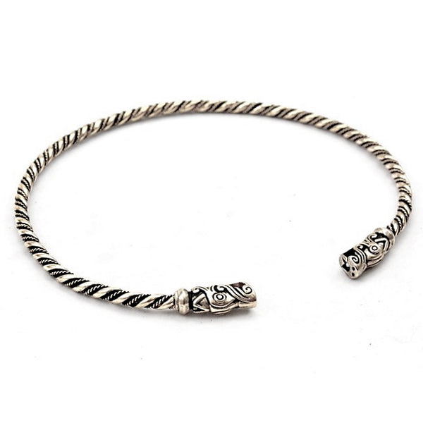 Thin Norse Dragon Torc - Bronze or Silver