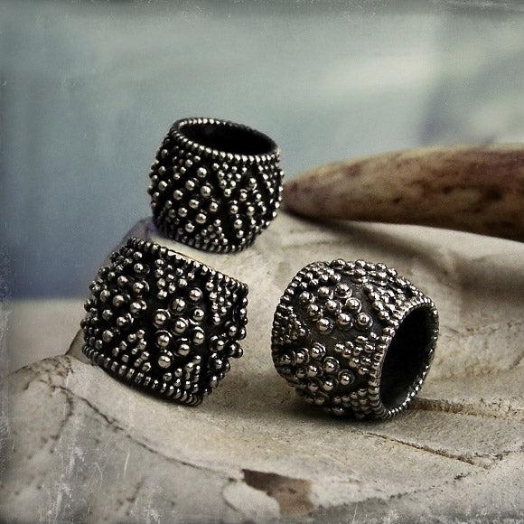 Handmade Granulated Beard Bead-Sterling Silver