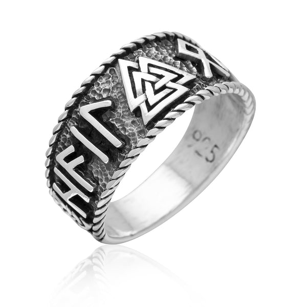 Hail Odin Valknut Ring - Sterling Silver
