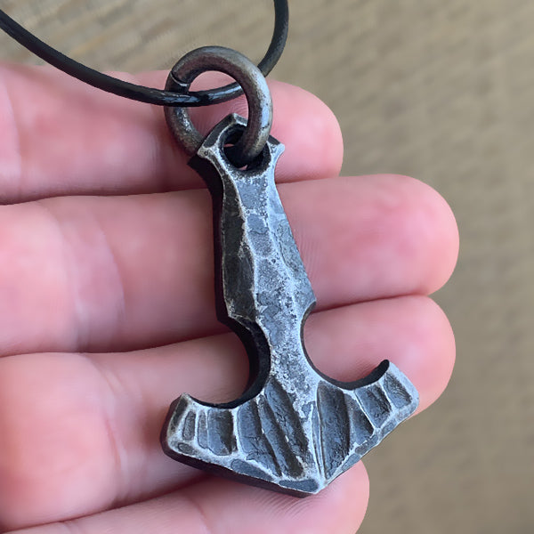 Hand Forged Steel Mjolnir Pendant | Handmade Hammer Necklace – Sons of Vikings