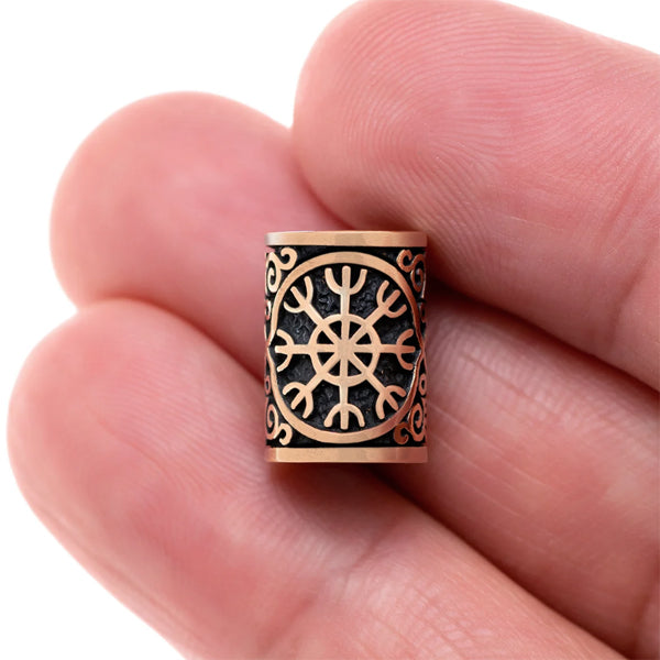 Helm of Awe Beard Bead - Bronze