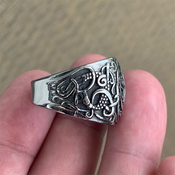 Horns of Odin Ring - Stainless Steel