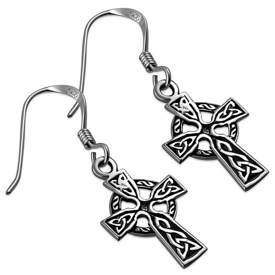 Irish Cross Earrings - Sterling Silver