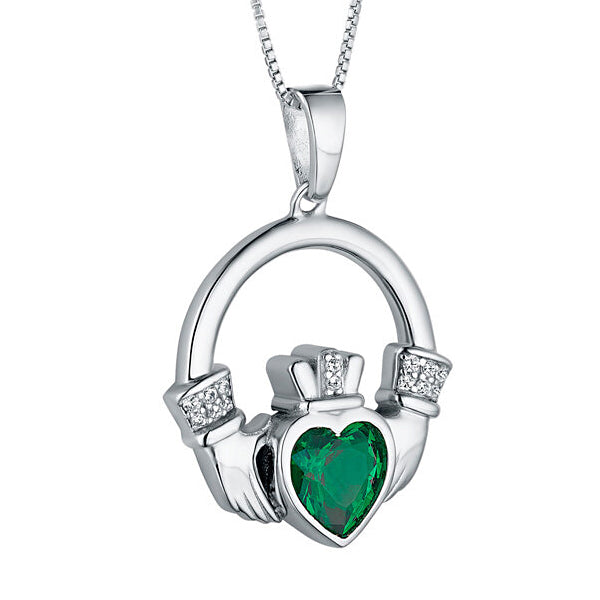 Irish Heart Claddagh Necklace - Sterling Silver