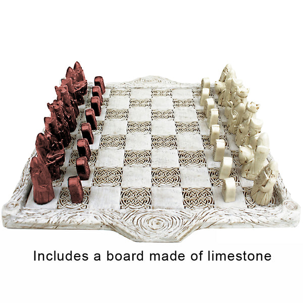 Smaller Isle of Lewis Chess Set - Limestone