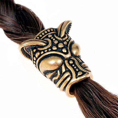 Large Borre Wolf Head Bead - Bronze or Silver