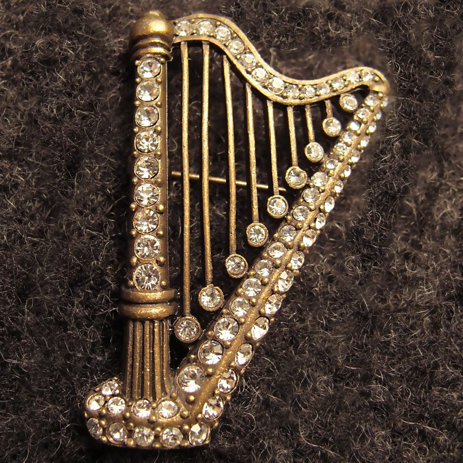 Large Irish Harp Brooch Pin