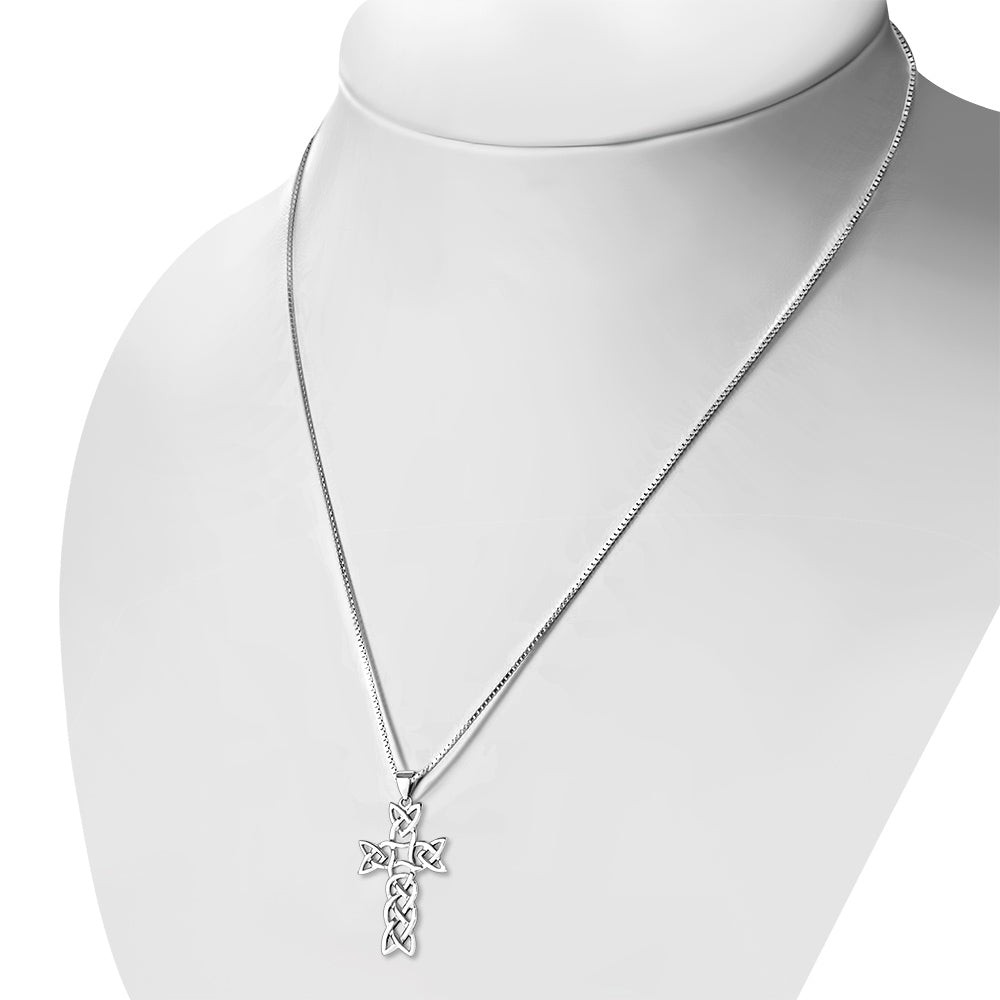 Large Silver Celtic Cross Necklace