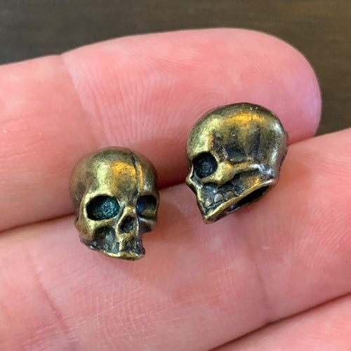 Human Skull Beard Beads – Skull Beads for Beards, Hair & Jewelry (Pair)