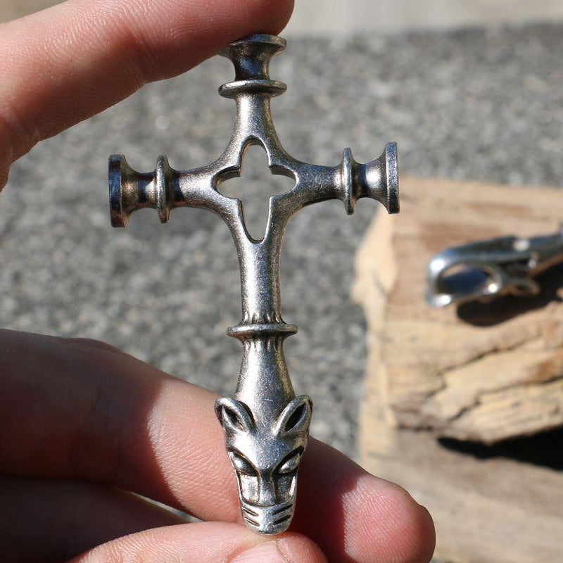 Large Wolf Cross Necklace