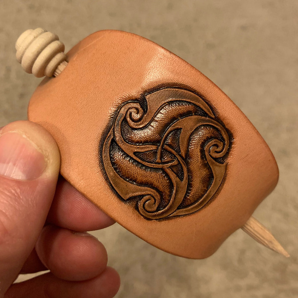 Leather Triskele Hair Clasp
