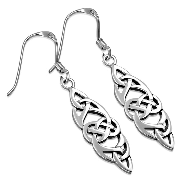 Long Celtic Knot Earrings - Sterling Silver